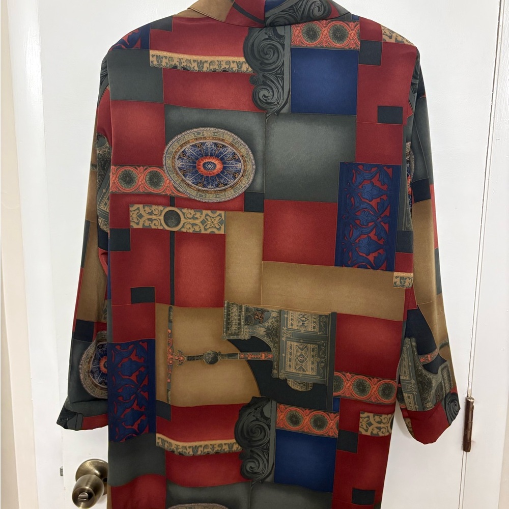 Vintage Kensington Square Patchwork Geometric Blazer Jacket 90s Made in USA L - Picture 3 of 4